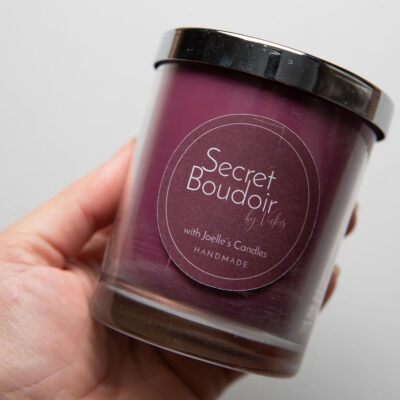 secret boudoir scent candle in glass